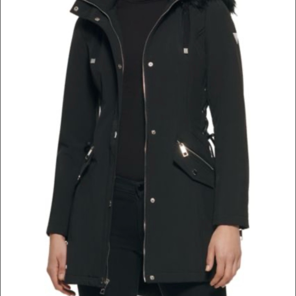 Hooded Faux Fur Trim Parka like new